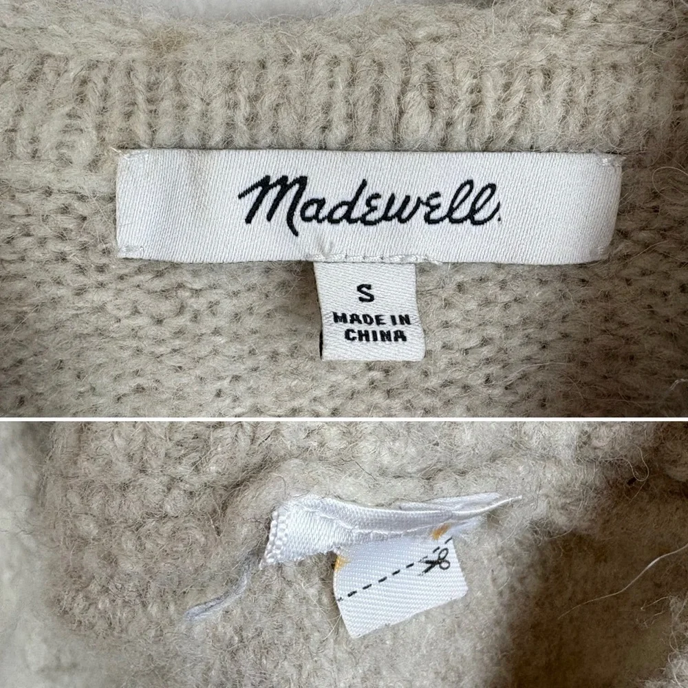 Madewell Wilmington‎ Hoodie Sweater Pullover Size S Oatmeal Beige Pockets Wool